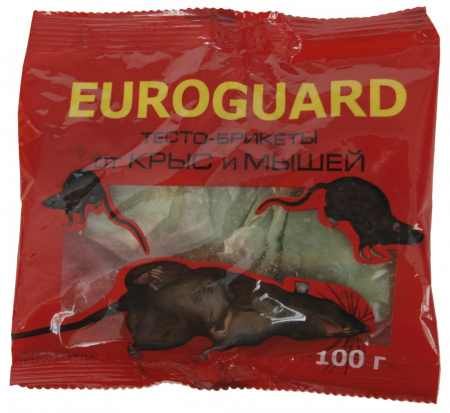 От крыс и мышей, тесто-брикеты, 100г., Euroguard